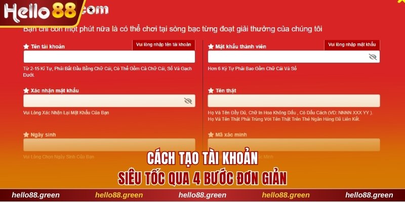Cách tạo tài khoản siêu tốc qua 4 bước